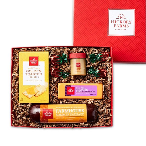 Hickory Farms Sausage & Cheese Small Gift Box Gourmet Food Gift Basket, Great for Snacking