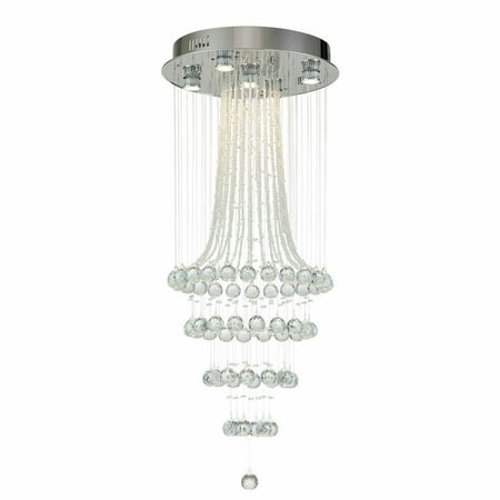 

Oukaning Modern Flush Mount Crystal Chandelier Light LED Ceiling Raindrop Lamp