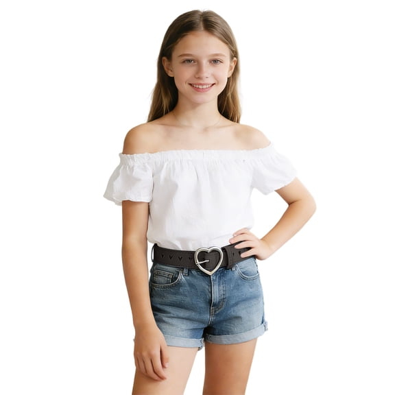Kids Adjustable Heart Buckle Belt Fashion Cute Hollow Out Waistband For Girls And Boys Everyday Casual Versatile
