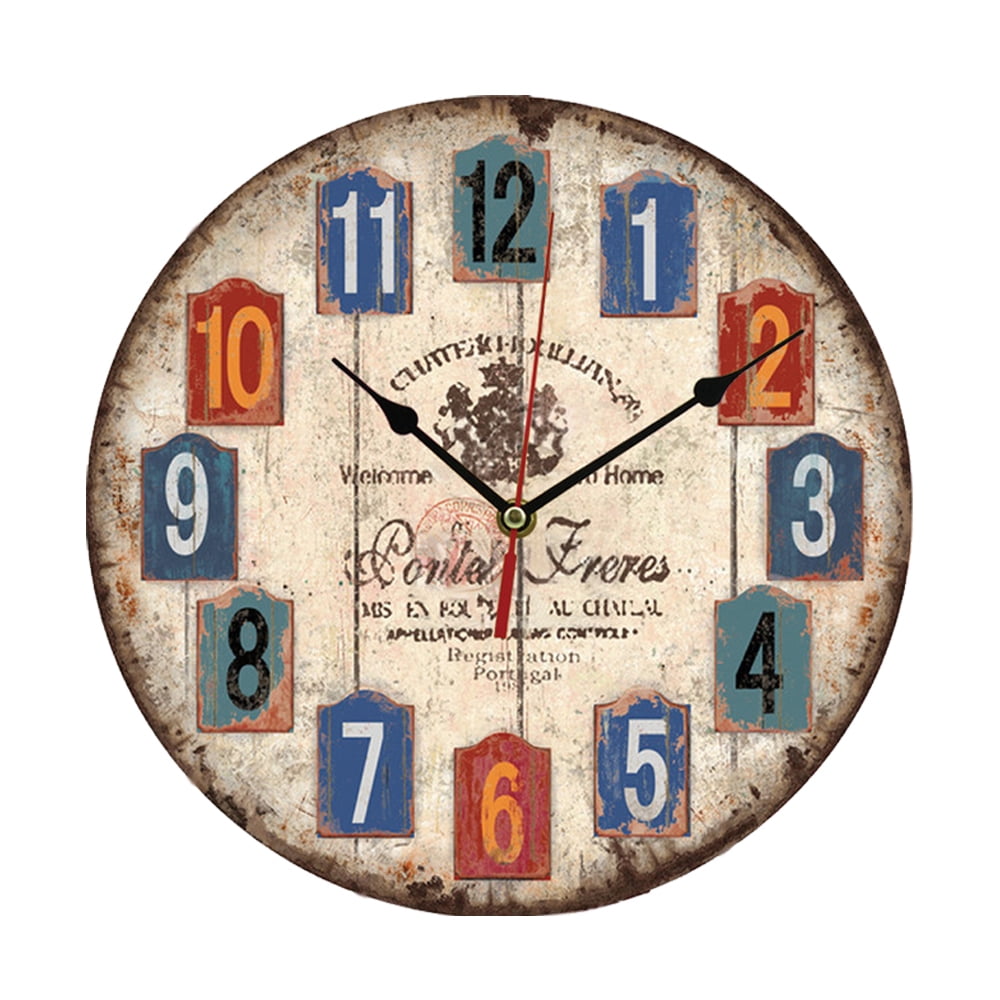 Silent battery powered，12inch thick wood kitchen wall clockretro