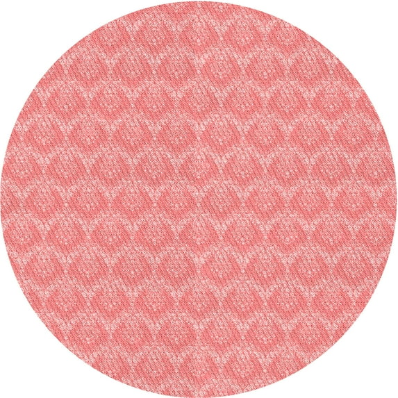 Ahgly Company Indoor Round Patterned Pastel Pink Area Rugs, 6' Round