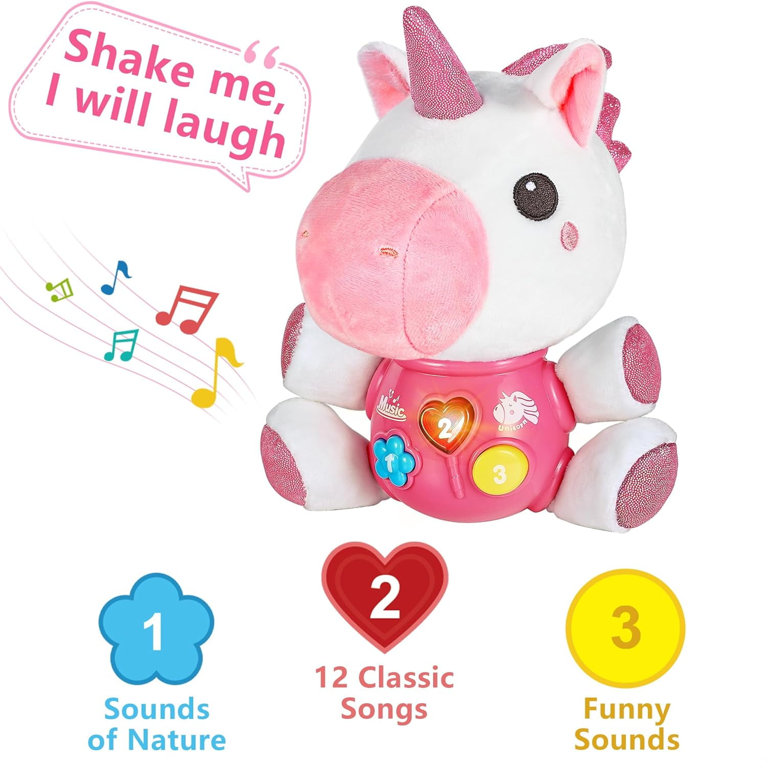 Baby Musical Toys, Newborn Girls Soft Plush Stuffed Animal, Infant Light Music Set, 1st Birthday Shower Gift Easter Basket Stuffer 0 1 3 6 9 12 18 Months 1 2 Year Old Toddler Boy