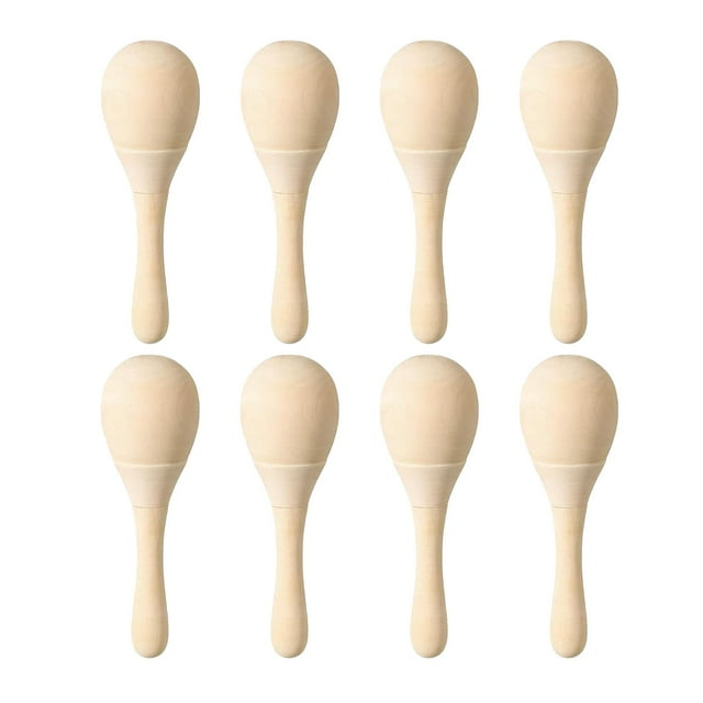 8 maracas de madera para niños y adultos, sin terminar, para fiestas, bricolaje. S