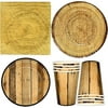Rustic Wooden Tree Paper Party Supplies Tableware Set 24 9" Plates 24 7" Plate 24 9 Oz Cups 50 Lunch Napkins For Lumberjack Woodland Cut Timber Wood Slice Camping Hunting Birthday Baby Shower Decor