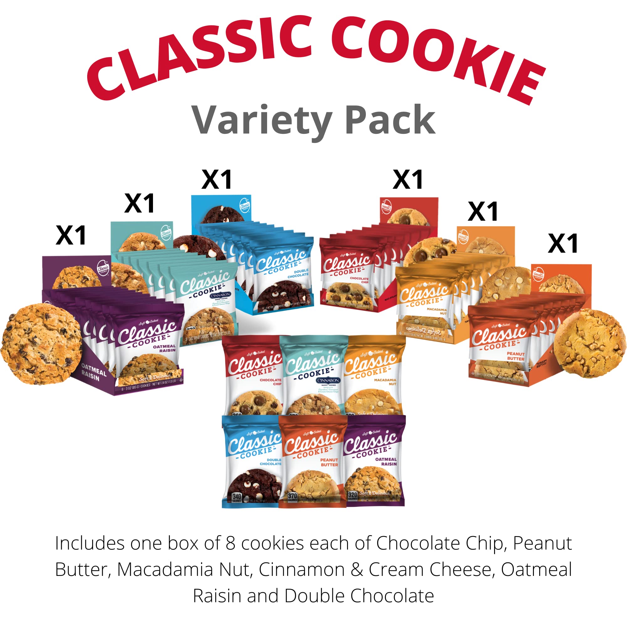 Classic Cookie Soft Baked Chocolate Chip Cookies with Hershey's Mini Kisses, 3 Oz Bag, 48 Count