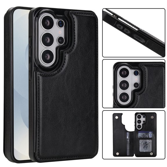Phone Case for Samsung S26 Ultra,Wallet Case with Card Holder, Leather Flip Case, Magnetic Clasp, Built-in Kickstand, Shockproof Protective Cover,Black