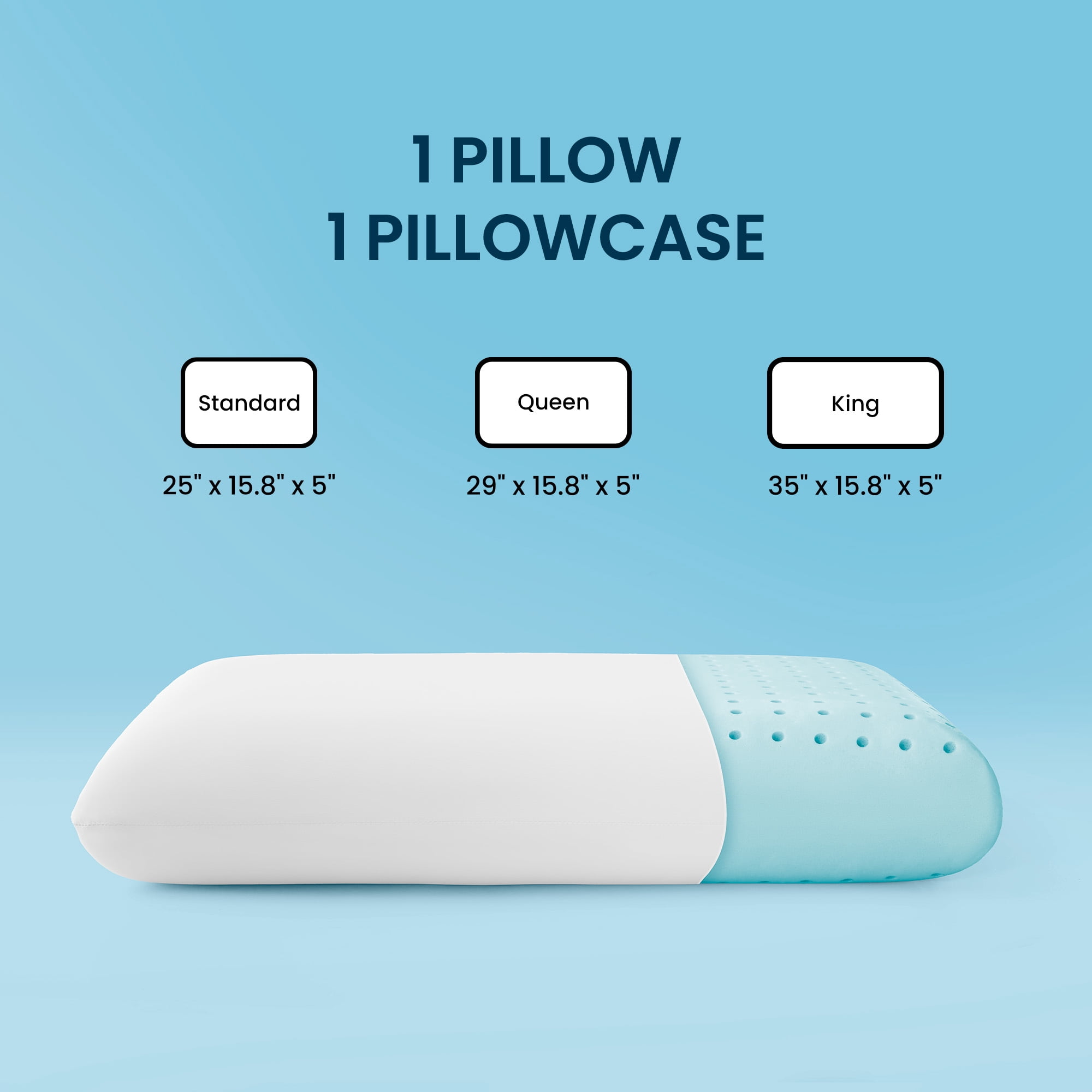 SLEEP ZONE Cooling Memory Foam Pillow Medium Firm Support for Back, Stomach and Side Sleepers (White, Queen, 1 Pack)