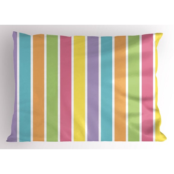 Ambesonne Colorful Pillow Sham, Pastel Summer Funky, 36" X 20", Multicolor