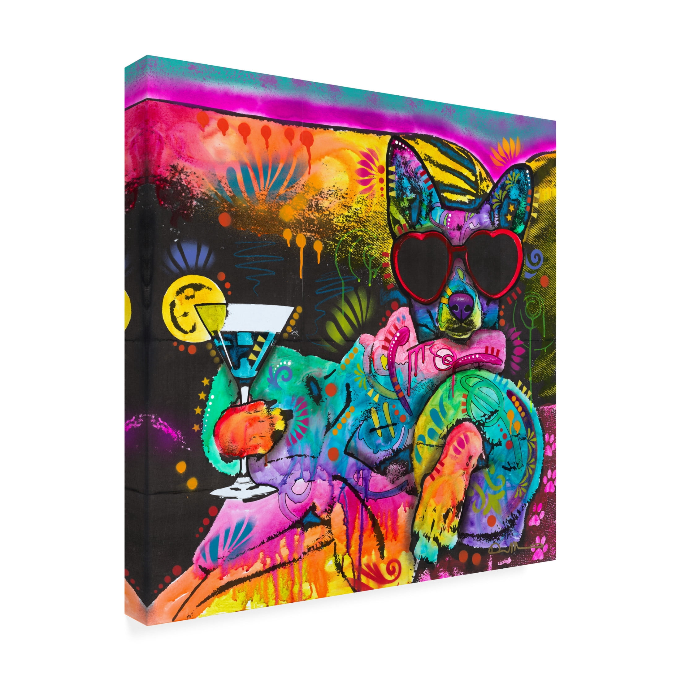 Canvas Wall Art - Dean Russo 'Cool Pup 2' Wall Art for Living Room, Bedroom, or Office Décor by Trademark Fine Art - 35 x 35 Inches
