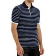 thumbnail image 3 of Aiyino Men's Short Sleeve Stripe Polo Shirts Casual Slim Fit Basic Designed Cotton Shirts, 3 of 5