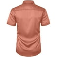 thumbnail image 6 of QIUOMBBP Plus Size Cargo Shirts for Men Short Sleeve Solid Button Down Tees with Multi Pockets Loose Casual Comfy Summer Outdoor Tshirts Rose Gold S, 6 of 9