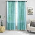 thumbnail image 2 of Peach Color Sheer Curtains 2 Panels,Livingroom Window Treatment Rod Pocket Sheer Voile for Bedroom, Kitchen, Living Children Room Fully Stitched and Hemmed(Turquoise,84''), 2 of 2