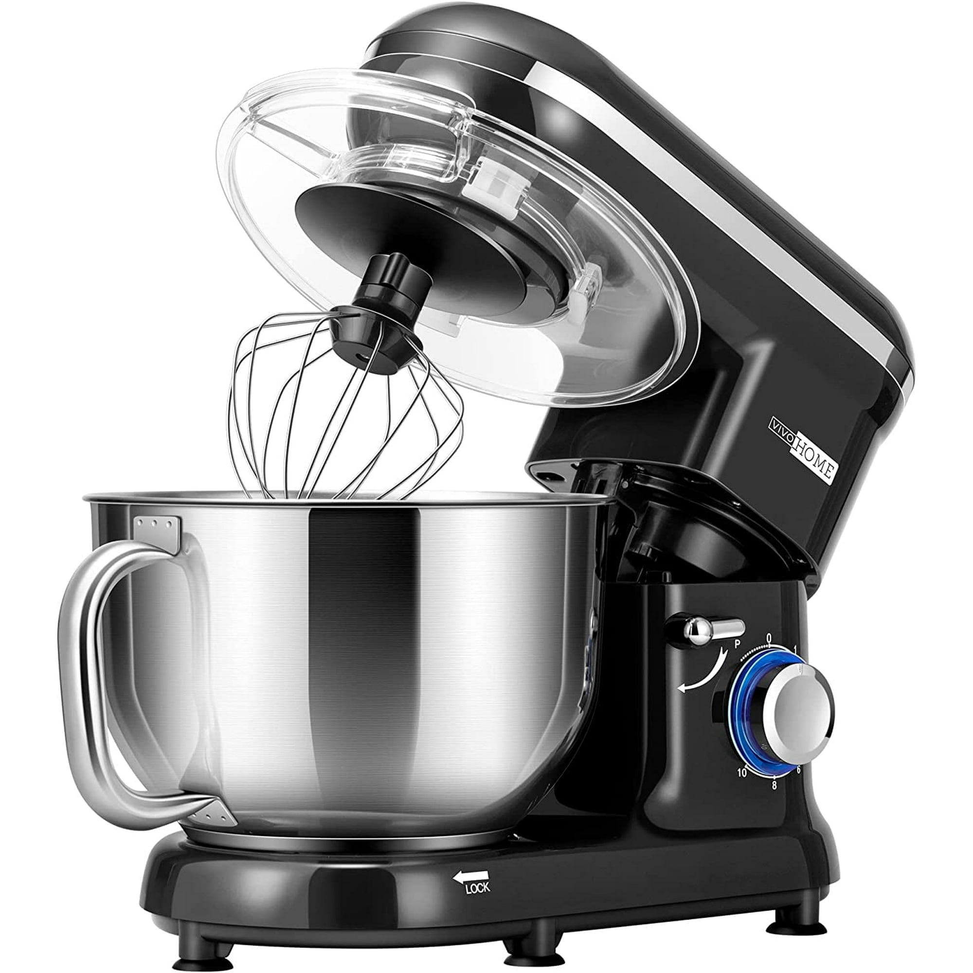 SPECSTAR Stand Mixer, 650W 10 Speed 6 Quart Tilt-Head Kitchen Electric Food Mixer with Beater, Dough Hook and Wire Whip, Black