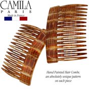 Camila Paris CP2942 French Hair Side Comb, Small Tortoise Shell, French Twist Hair Combs Decorative, Strong Hold Hair Clips for Women Bun Chignon Up-Do Styling Girls Hair Accessories, Made in France