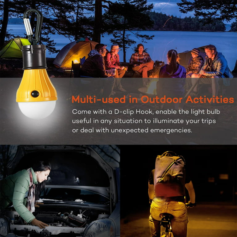 Lepro LED Camping Lantern, Camping Accessories, 3 Lighting Modes, Hanging  Tent Light Bulbs with Clip Hook for Camping, Hiking, Hurricane, Storms