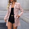 thumbnail image 6 of Qgtaibl Womens Button Down Jacket Long Sleeve Mid Length Work Trench Coat Casual Lightweight Office Outerwear with Pockets Pink L, 6 of 6