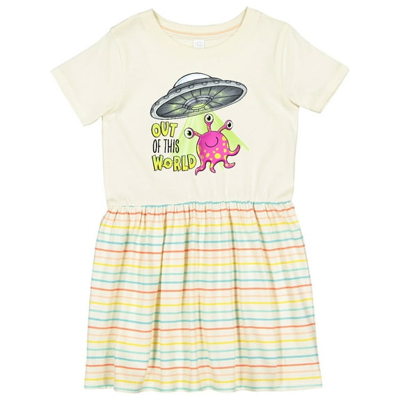 Inktastic Out of This World- Cute Pink Alien Ufo Girls Toddler Dress