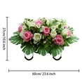 thumbnail image 3 of Artificial Cemetery Flower Saddle - 23.62" Rose Headstone Decor with Vase, Memorial Grave Flowers for Outdoor Tombstone Decorations (Pink and White), 3 of 7