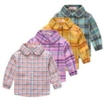 thumbnail image 2 of WOLLED Toddler Baby Cotton T-Shirt Little Boys Girls Long Sleeve Plaid Shirt Kids Button Shirt Spring Fall T-Shirt top Clothing for 1-6T, 2 of 9