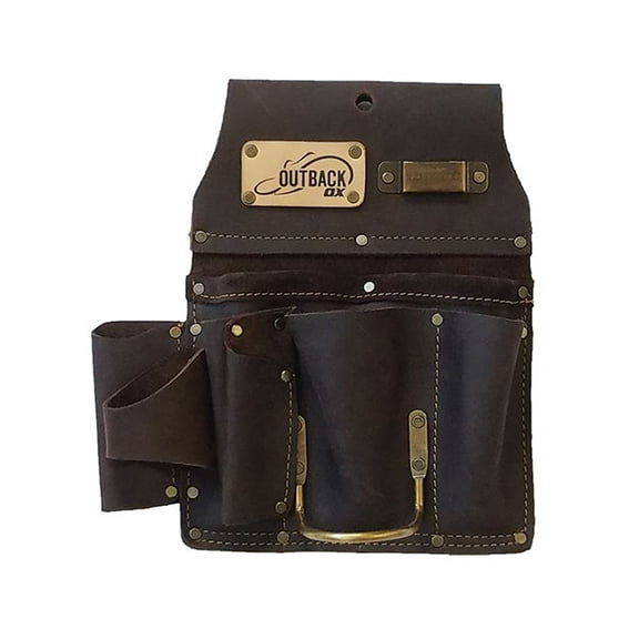 Outback OX P263801 Drywaller's 12 Tool Pouch Holder Oil Tanned Leather, Brown