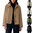 thumbnail image 3 of Ticikt Women Short Lapel Collar Jacket, Button Down Casual Elegant Plaid Outerwear Coat,Khaki, 3 of 4