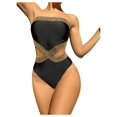 thumbnail image 2 of Bañador Milumia de una sola pieza con detalle de puntadas estilo bandeau negro, 2 of 6