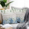 thumbnail image 2 of Outdoor Waterproof Throw Pillow Covers Set of 2 Blue Hydrangea Pillowcases Square Outdoor Pillows Cushion Case 16x16 Inch Green Eucalyptus Leaves Wood Grain Patio Pillows for Couch Sofa Bed, 2 of 9