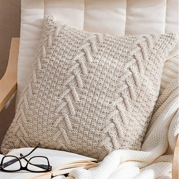 [IN 1XZT27-Beige] Knitted Cozy Home Decoration Throw Pillow (With or Without Insert)