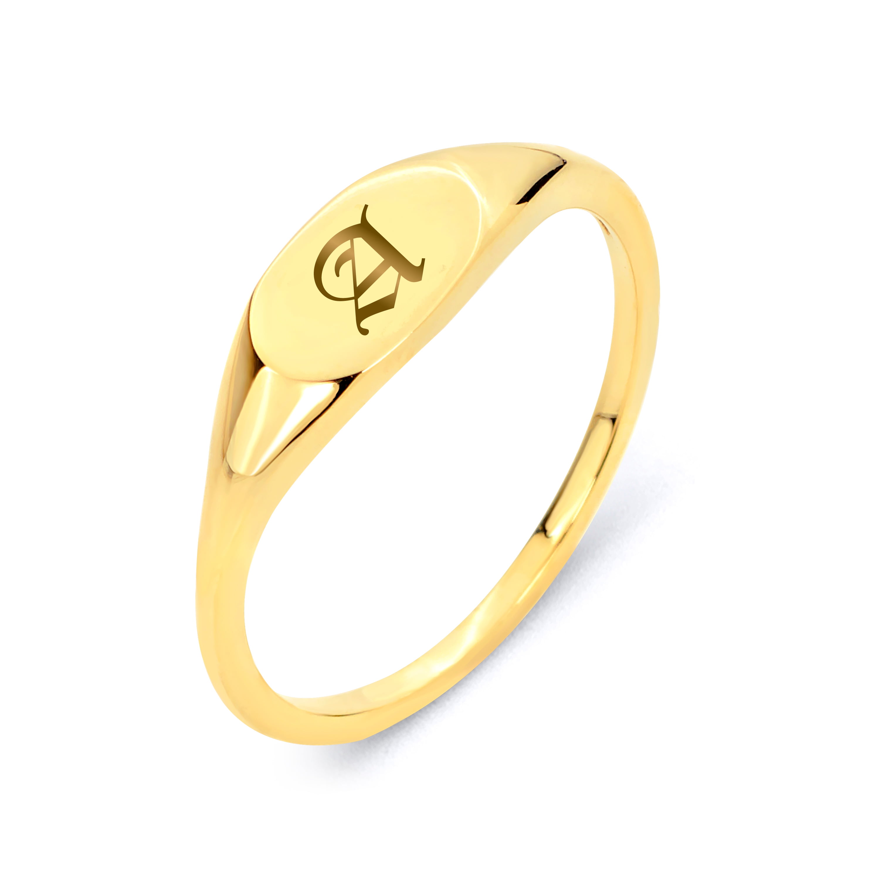 10k Solid Gold Old English Initial Signet Ring - Gift for Her - Letter M Size 4 - Walmart.com