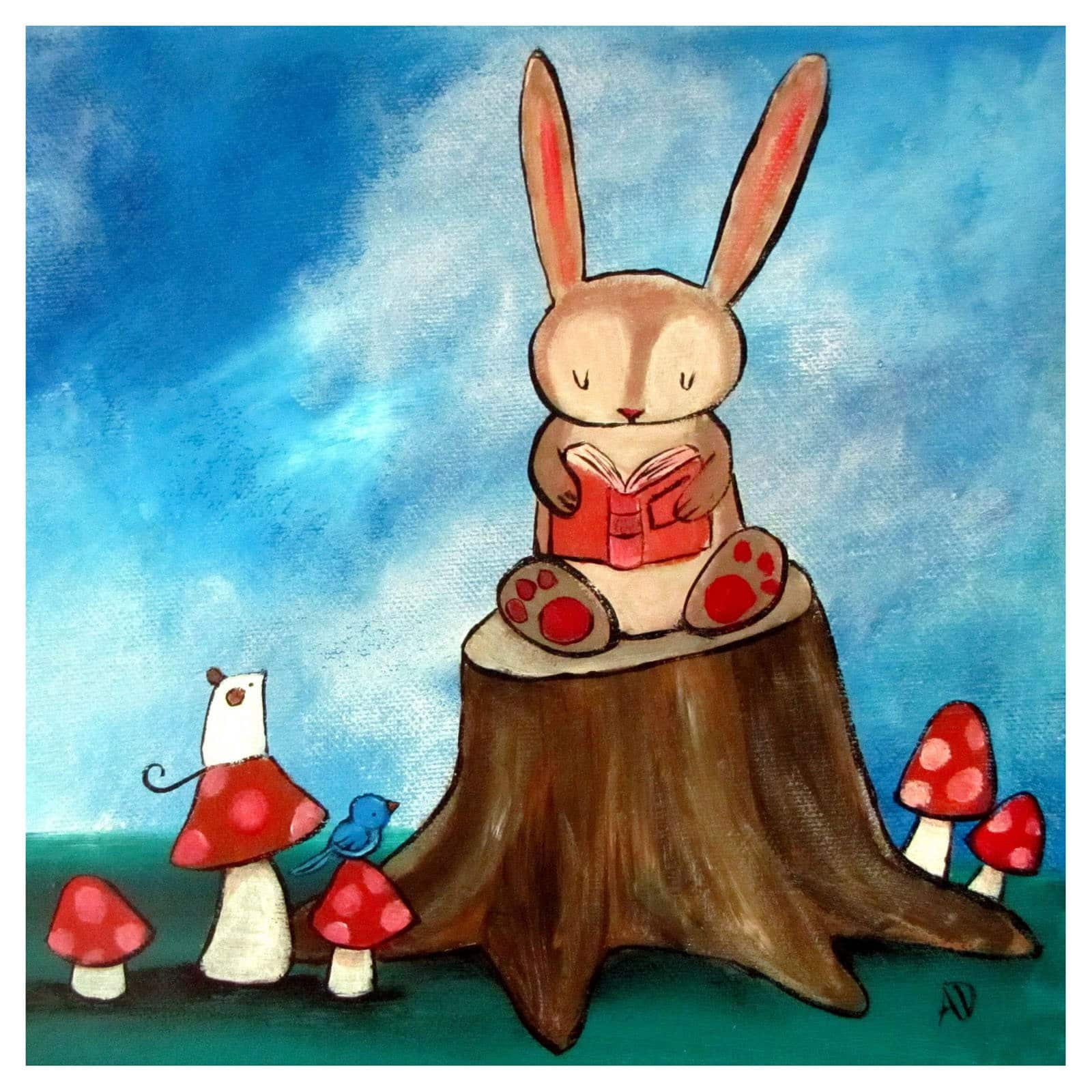 Marmont Hill "Bunny Story" by Andrea Doss Painting Print on Wrapped Canvas