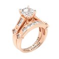 thumbnail image 4 of Vow & Forever Personalized Planet Bridal 14K Rose Gold over Sterling Silver Brilliant White Topaz 2 Piece Engraved Wedding Set ,Women's, 4 of 4