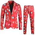 thumbnail image 1 of JHLZHS Men Fall Outfits Mens Valentine Day Printing Dinner Date Suit Jacket Suit Pants Two Piece Suit Mens Vacation Outfits Red Rave Outfits for Men Festival, 1 of 9