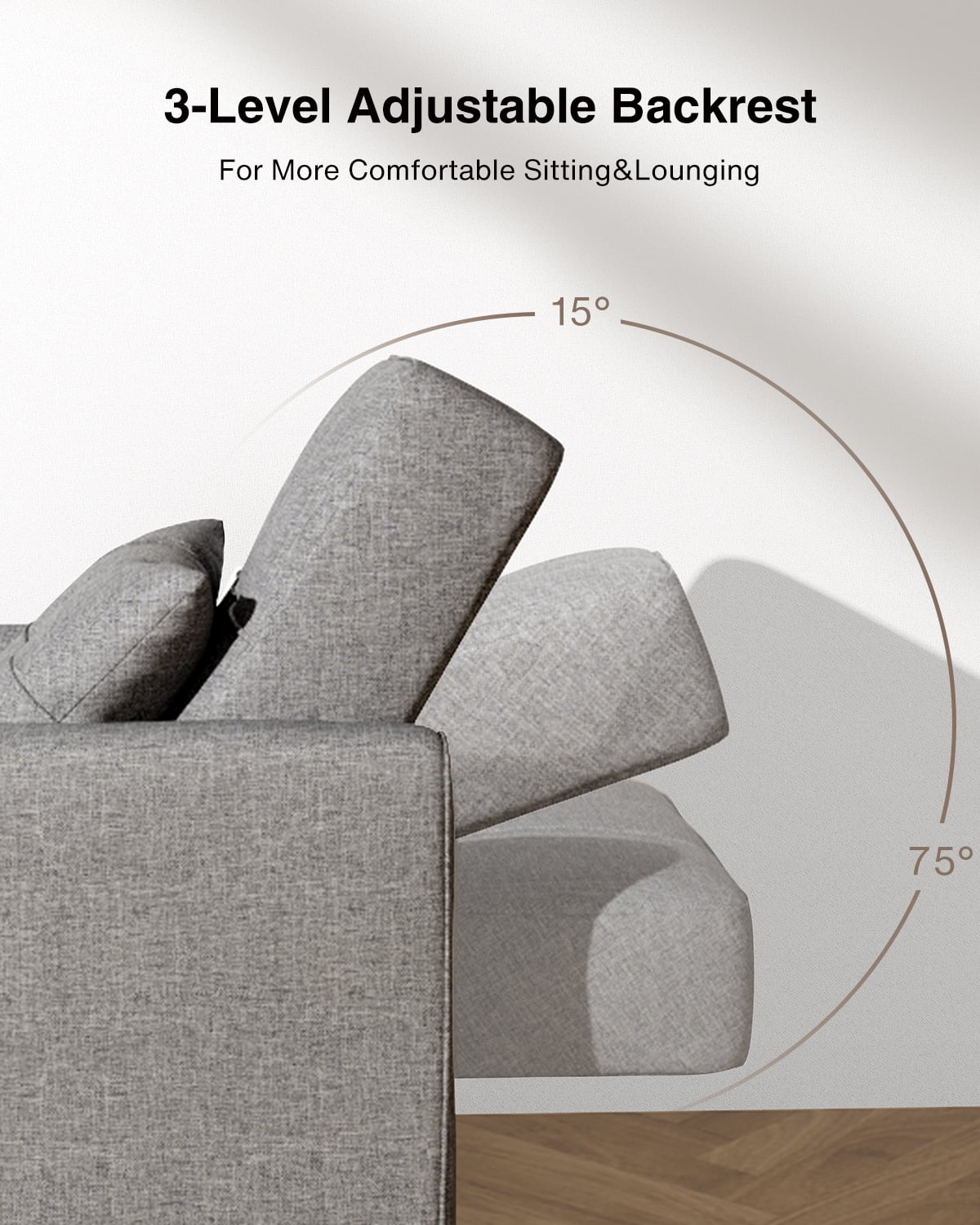 Aiho 3 in 1 Convertible Futon Sofa Bed, Folding Sleeper Chair with Adjustable Backrest, Perfect for Living Room, Small Spaces, Light Gray