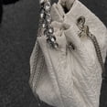 thumbnail image 3 of Women Bucket Bags Chains Rhinestone Drawstring Ladies Handbags Purse (Pink), 3 of 10