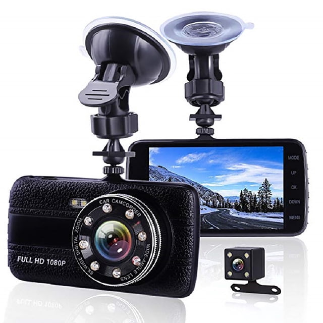 TIMIFIS Hd Tachograph Car 4-Inch Dash Cam, HD 1080P Dash Cam, Front and Rear Recording Reverse Images, G Sensor, Parking Monitoring,24H Parking Monitoring,Hd Night Vision Vehicle Camera