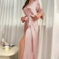 thumbnail image 2 of Hifoo Nightwear Women Kimono Robes Long Knit Bathrobe Lightweight Soft Knit Solid Color Sleepwear V Neck Casual Ladies Loungewear Trendy Homewear, 2 of 5