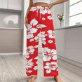 thumbnail image 2 of Red with White Hibiscus Hawaiian Flower Pattern (2) Pajama Pants Breathable with Pockets Pajamas For Lady Vintage Sleeping Pants Bedroom Homewear, 2 of 6