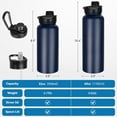 thumbnail image 4 of 24oz Insulated Water Bottle with Straw Lid, Stainless Steel Metal Water Bottle with Straw & Wide Mouth Lid, Double Wall Vacuum Water Bottle for Hiking Camping, Black 1 Pack, 4 of 7