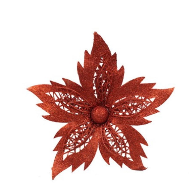 Ounissouiy Brillo colgante de Navidad para exteriores, flores artificiales decorativas para el hogar, lavable portátil, simulación de flores brillantes Kits de decoración para fiestas Rojo Ounissouiy HA069949-02