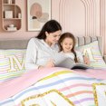 thumbnail image 4 of meiyoeat Glitter M Initial Twin Bedding for Girls Kids, Rainbow Stripe Monogram Bedding Comforter Set, Gold Pastel, Pink Reversible, 7 Pieces, 4 of 6