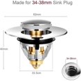 thumbnail image 3 of Universal Pop-Up Sink Drain, Anti-Blocked Drain Filter, Stainless Steel and Pure Copper Bath Drain, for Holes from 1.33 to 1.49, 3 of 4