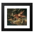 thumbnail image 2 of Peter Strudel 17x15 Black Modern Framed Museum Art Print Titled - Putto with Flowers, Fruits and Saying Band (1698-1699), 2 of 5