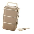 thumbnail image 4 of yuksok Adult Lunch Box Microwave Lightweight Reusable Bento Box for Work Dining Out 3 Layers Khaki, 4 of 9