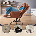 thumbnail image 6 of Bestier Big and Tall Executive Office Chair with Footrest and Flip-Up Arms, Ergonomic Reclining High Back Criss Cross Chair with Side Pockets, Height Adjustable, Brown, 6 of 12