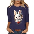 thumbnail image 2 of Xuyuer Ladies' Easter Print Round Neck Three Quarter Sleeve 3/4 Sleeve T-shirt Loose Tops Casual Loose Fit Crewneck T Shirts Tunic Tops, 2 of 5