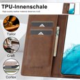 thumbnail image 2 of ELEHOLD Luxury Wallet Case for Samsung Galaxy S23 Ultra, Magnetic PU Leather RFID Blocking Card Slots Kickstand Shockproof Protection Cover ,Brown, 2 of 7