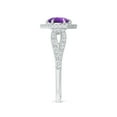thumbnail image 3 of ANGARA Natural 0.45 Ct. Amethyst with Diamond Halo Ring in Sterling Silver for Women (Ring Size: 3), 3 of 10