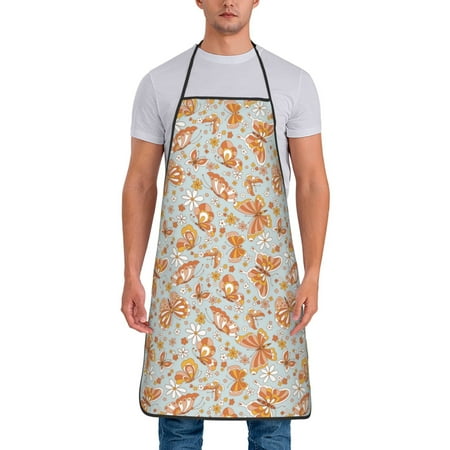 

Zeuib Retro Floral Butterfly Print Unisex Waterproof Aprons Cooking Aprons for Kitchen Gardening and Salon Water & Oil Resistant