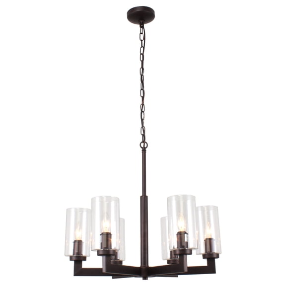 Lighting LULA Farmhouse 6 Light Rubbed Bronze Ceiling Pendant 23.5" Wide