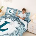 thumbnail image 3 of jejeloiu Ocean Theme Letters Bed Sheets For Men,Personalized Monogrammed L Pattern Full Size Sheets For Boys,4 Pieces,1 Flat Sheet, 1 Fitted Sheet and 2 Pillowcases, 3 of 6